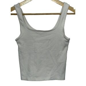 Abercrombie & Fitch Soft A&F White Ribbed Knit Crop Top Cropped Tank Top Size S